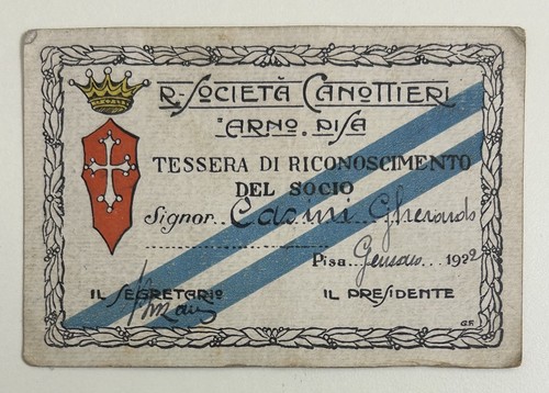 1922 tessera sport canottaggio - 1922,