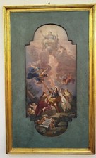 ANTICO DIPINTO AD OLIO SU TELA FINE 1800. RIPRODUZIONE AFFRESCO DI LUCA GIORDANO