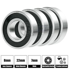 4x 608 Cuscinetto a sfera ABEC-3 8mm x22mm x 7mm Guarnizione in gomma Cuscinetto a sfera Skateboard