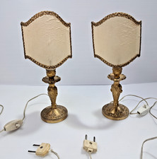 Coppia di lampade abat-jour in ottone e paralume a clip vintage