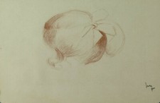 RITRATTO DI BAMBINA VISTA DA DIETRO DISEGNO ANTICO MATITA SU CARTA BM53.6A