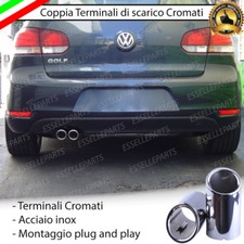 COPPIA TERMINALI DI SCARICO PER MARMITTA FINALINO CROMATO INOX VOLKSWAGEN GOLF 6