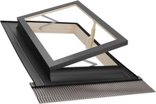 Lucernario Apertura Libro 48x72cm Alluminio Doppio Vetro Interno Legno Abete