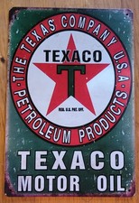 Insegna Latta Auto Stazione di Servizio 8x12 Uomo Grotta Vintage Retrò Texaco Olio Motore