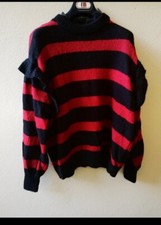 Maglione zara Con Volant Righe Nero E rosso Tg m
