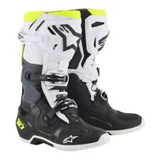 Stivali Alpinestars Tech 10 Nero Bianco Giallo Fluo Motocross Enduro Mx Boots