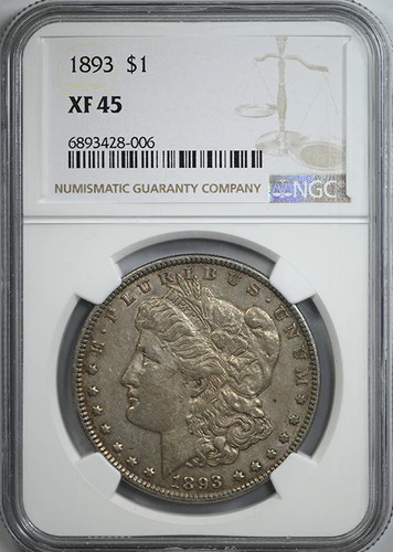 1893 morgan dollar ngc xf45 - morgan,
