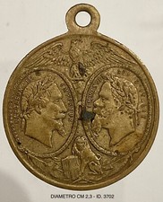 VITTORIO EMANUELE II NAPOLEONE III MEDAGLIA POPOLARE BATTAGLIA DI SOLFERINO 1859