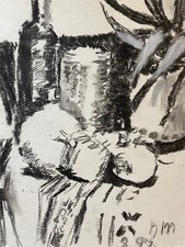 Natura Morta Con Frutta E Pianta IN Vaso IN Atelier 40 X 30 CM Moderna Arte NM