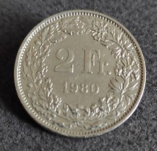 Moneta Svizzera 2 Franchi 1980