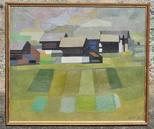 Firma da decifrare  1951, paesaggio astratto,  olio su tela cm 60 x 70 
