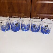 Murano Bianco Cristal Blu Coriandoli Bicchieri Bicchiere Whisky Acqua Fatto a Mano Italia