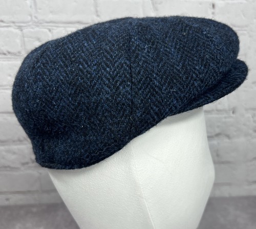 Cappello harris tweed lana blu - tweed,