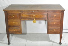 Antica scrivania epoca Luigi XVI- Noce massello intarsi in acero- Prima Patina