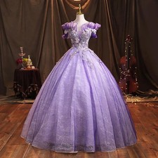 Abito viola Quinceanera fiori dolcevita 15 ragazza principessa vestidos de dress