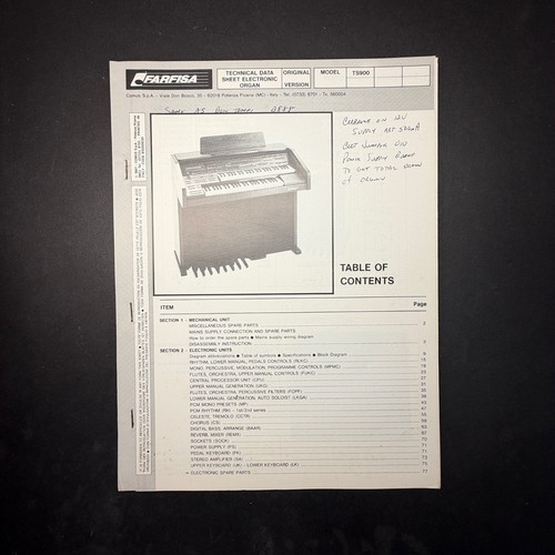 Scheda tecnica organo - scheda,