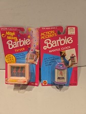 Nuovo con scatola vintage 1992 BARBIE TV/VCR MAGIC MOVE #7561 e orologio a mantello #7936