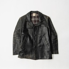 Cappotto da lavoro vintage anni 80 nero in pelle francese / Made in France / taglia large