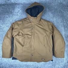 Giacca Dickies Duratech Duck uomo media marrone pile zip intera cappuccio pelliccia sintetica