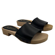 Zoccoli in vero legno e pelle