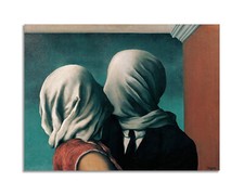Quadro stampa su tela con vernice effetto dipinto - magritte gli amanti