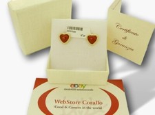 Orecchini in Argento Sterling 925 con Corallo Rosso in Pietra Preziosa Made Italy e Oro P