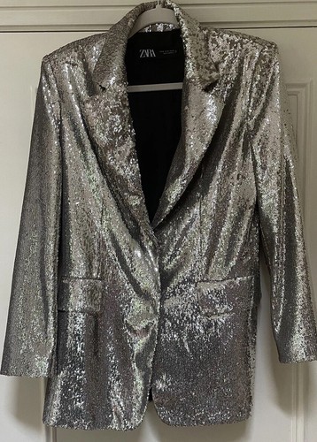 Zara blazer paillettes argento - zara,