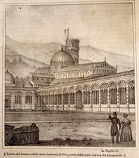 1841 pisa veduta - duomo, torre