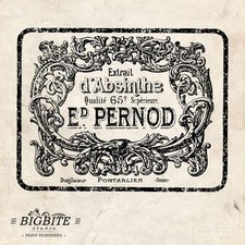 ADESIVO ACQUA: ETICHETTA ASSENZIO VINTAGE shabby chic (trasferimento stampa mobili) #008