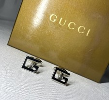 Autentici [belli] gemelli Gucci logo G argento 3D e scatola regalo aziendale