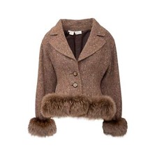 Giacca di lana Valentino marrone e marrone Boucle | Cappotto di design vintage anni '80