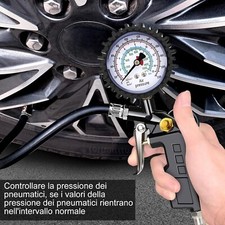 Manometro Pressione Professionale Gomme Pneumatici Auto 220PSI Con Accessori