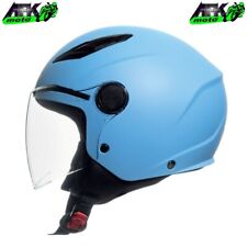 Casco Baby Jet Bambini Azzurro Opaco Visiera Lunga Omologato per Moto Scooter