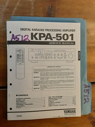 Yamaha kpa 501 manuale - yamaha, di