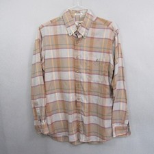 JCPenney Camicia Uomo Bottoni LT Marrone Plaid Vintage Collezione Fox