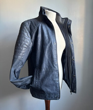 M&S GIACCA PELLE BLU biker