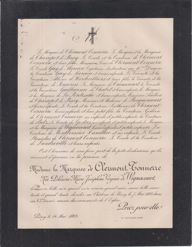 1893 faire part décès - 1893,