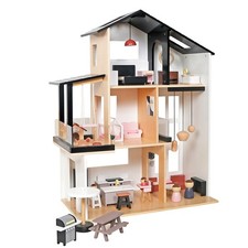Casa delle Bambole Villa in Legno, Villa Città Moderna con 49 Pezzi Set di Mobili