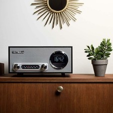 Radio Sveglia FM Bluetooth USB Victrola Cassa Altoparlante con Orologio