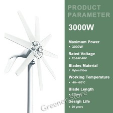 3kW 8 Lame 12/24V 48V Turbina