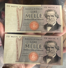 1000 LIRE  1981 VERDI COPPIA DI BANCONOTE CON NUMERI CONSECUTIVI UNC