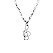 Collana con Chiave di Violino sol Acciaio inox argento nota musicale Uomo Donna