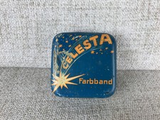 Scatola di Latta Vintage Nastro Inchiostro Celesta