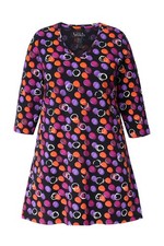 Ulla Popken donna taglie forti camicia lunga a pois linea A scollo a V