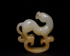 Certified Natural Hetian Jade Hand-carved Exquisite Animal Beast Statue 1837