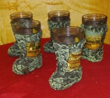 ( 586) - SET 5 BICCHIERINI PER LIQUORE A FORMA DI STIVALE