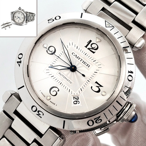 Cartier pasha 38mm silver dial - silver,