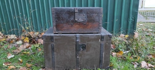 Antico baule legno viaggio - baule,
