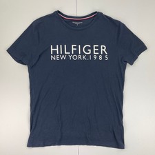T-shirt Tommy Hilfiger XL blu uomo 100% cotone stampa grafica girocollo casual