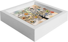 Svuotatasche in Ceramica Decorata Con Cornice in Legno Bianca – Elegante Conteni